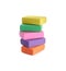 Stack of bright erasers on white background