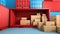 Stack of brown box packaging and container, shipping business, 3d rendering