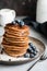 Stack of buckwheat pancakes with blueberries