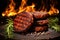 a stack of burger patties with spices and rosemary