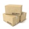 Stack of cardboard boxes. Global packages delivery concept. 3D
