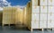 Stack of cardboard boxes on wooden pallet, cargo shipment export