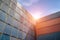 Stack of Cargo Containers at the docks.