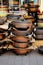 Stack of ceramic pans