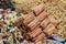 Stack of cinnamon sticks on the spice market in Istanbul,