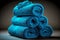 stack clean bath towels of beaful blue shade for use