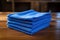Stack clean soft cotton texture domestic background fabric background dry material blue textile towel