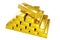 Stack close-up Gold Bars, weight of Gold Bars Concept of wealth and reserve 3D render