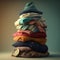 Stack of clothes. A family laundry pile. Generative AI