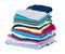 Stack of clothes, fresh laundry textile. Isolated