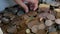 A stack of coins. Different world currencies