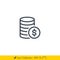 Stack of Coins Icon / Vector - In Line / Stroke Design