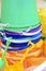 Stack of Colored Beach Pails