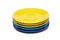 Stack of colored ceramic saucer