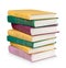 Stack of colorful books in the textile cover