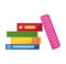 Stack colorful books vector illustration. Pile textbooks, education