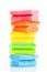 Stack of Colorful Cleaning Sponges on White Backgorund