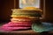 stack of colorful corn tortillas in natural light