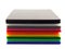 Stack of colorful corrugated plastic sheets