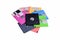 Stack of colorful floppy disks