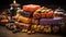 A stack of colorful halloween bars on table