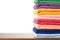 Stack of colorful microfiber towels