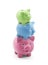 Stack of colorful piggy banks