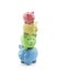 Stack of colorful piggy banks. Energy saving concept.