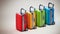 Stack of colorful suitcases with soft shadows. 3D illustration