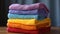Stack of colorful towels. Generative AI