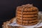 Stack of cookies with chocolate drops.