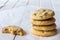 Stack Cookies with One Partly Eaten with Copy Space