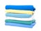 Stack of cotton clothes isolated.Folded clean colorful clothing on white