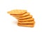 Stack of cracker on white background