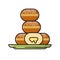 Stack of cream-filled doughnuts on a plate isolated vector illustration