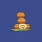 Stack of cream-filled doughnuts on a plate vector illustration