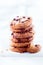 Stack of crunchy choc chip cookies