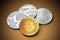 Stack of cryptocurrencies: bitcoin, ethereum, litecoin, monero and dash coin together