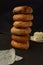 Stack of different kinds of bagels