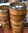 Stack of Dim Sum bamboo Container for steaming Asian, Japanese, Chinese Vietnamese and Thai Food.Isolated.