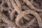 Stack dirty jute rope can be used as a background texture