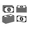 Stack of dollar money icons. Banknote icon set. Money stack.