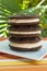 Stack of Double Chocolate Peanut Butter Ice Cream Sandwiches