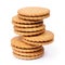 Stack of double round biscuit cookies isolated