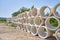 Stack of drainage pipe for septic tanks and wells