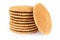 Stack of Dutch stroopwafel cookies on a white background