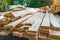 A stack of edged boards in the back of a truck