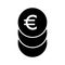 Stack of euro coins vector icon. Black and white cash illustration. Solid linear money icon.