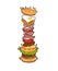 Stack Falling Burger art illustration PNG