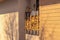 Stack of firewood in an alcove between exterior walls of a home in Park City